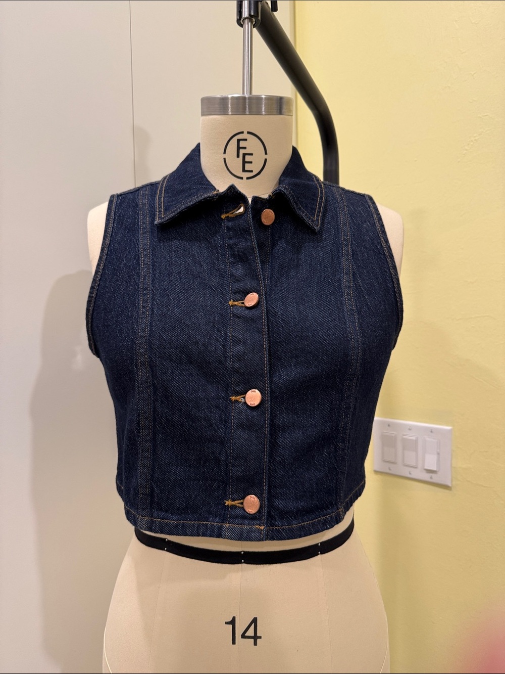 ZARA Denim Vest in Dark Wash